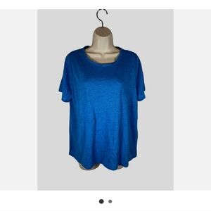 Blue Relaxed Boxy Short Sleeve T-Shirt Eileen Fisher Linen
